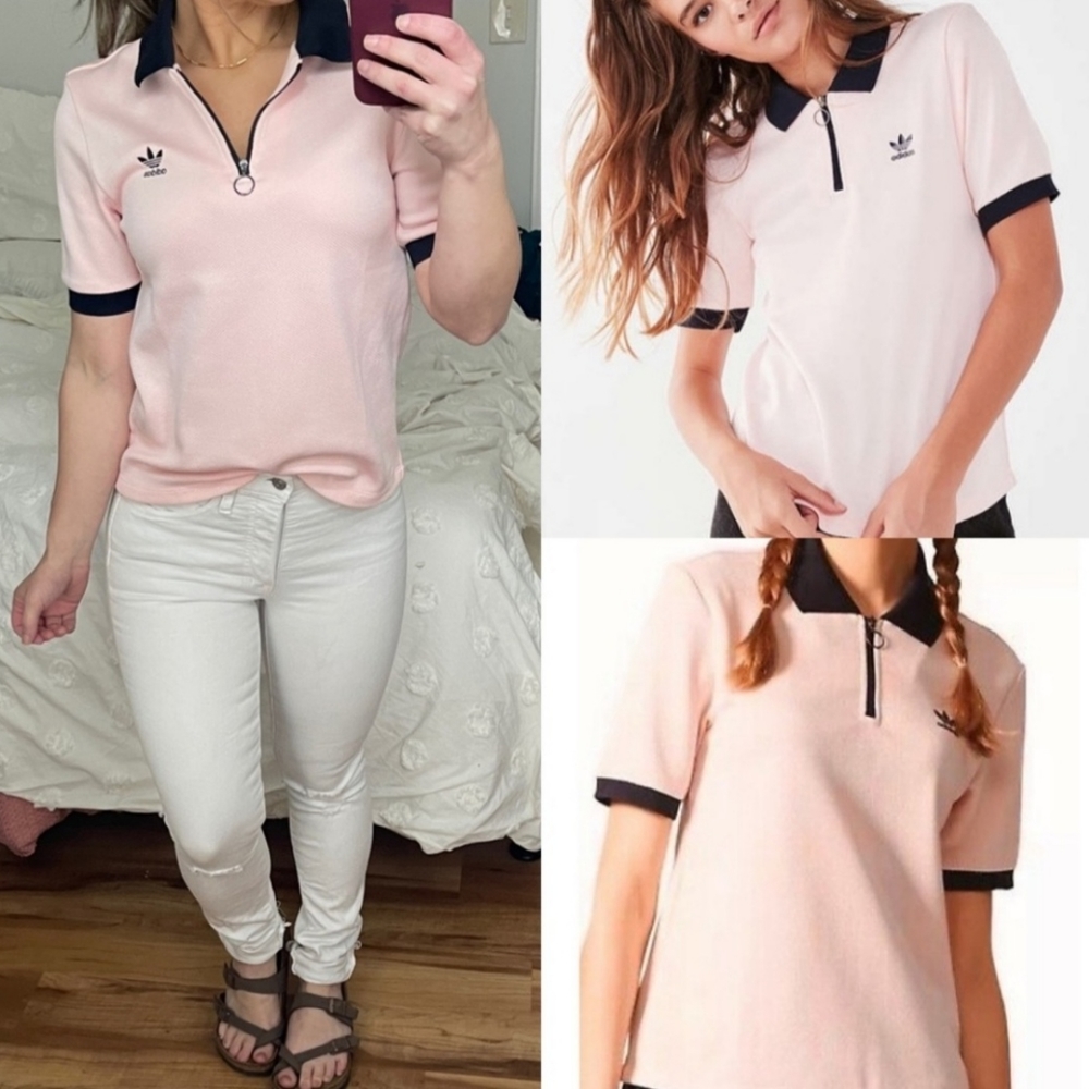 Adidas Osaka Polo Shirt pink zip down top s